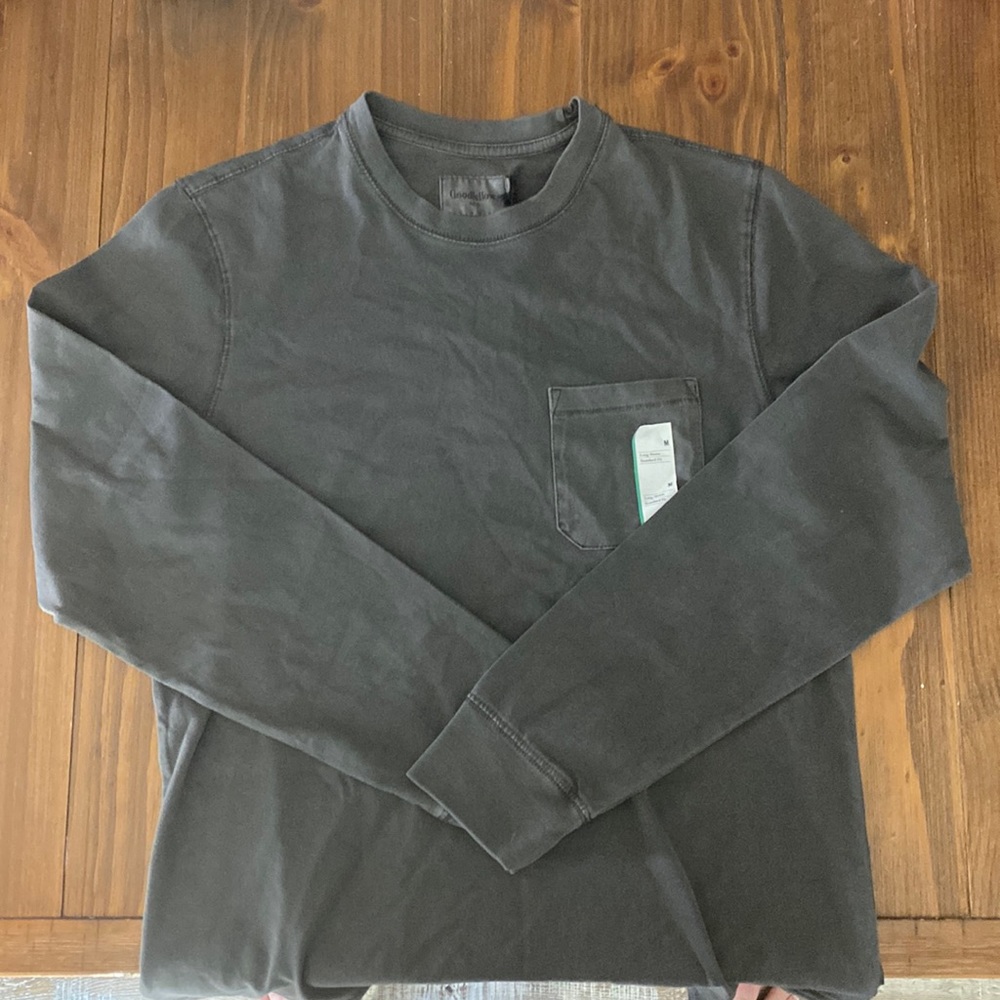 NWT Men's Long Sleeve Garment Dyed Pocket T-Shirt - Goodfellow & Co™